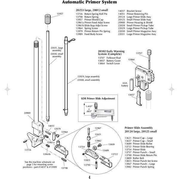 Dillon Precision SD Auto Prime System Parts: Small Primer Magazine Assembly