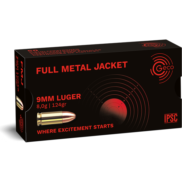 Geco 9mm Luger Geco FMJ 8 g Tomback Jacket 50 pcs