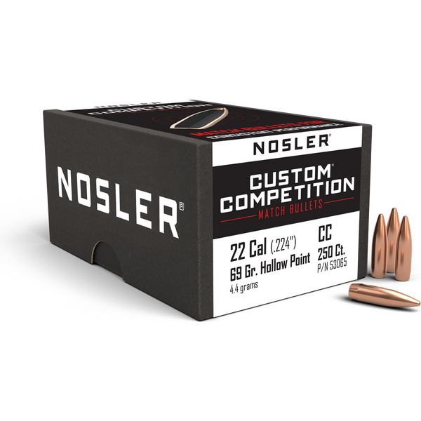 Nosler 22 Cal 69gr Custom Competition HPBT (250 ct.)