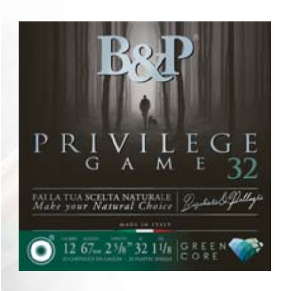 B&P Privilege Game Steel 12/70 32g Green Core Wad 25 kpl