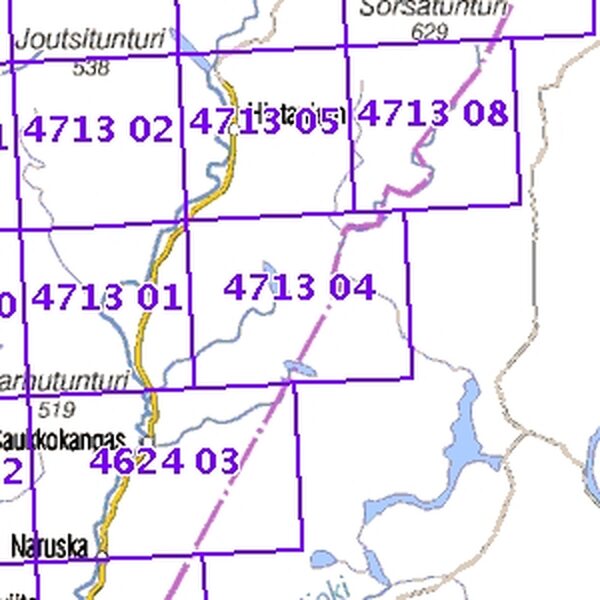 Sätsivaara 66/71, taitettu, 4713 04+07 Topogr kartta