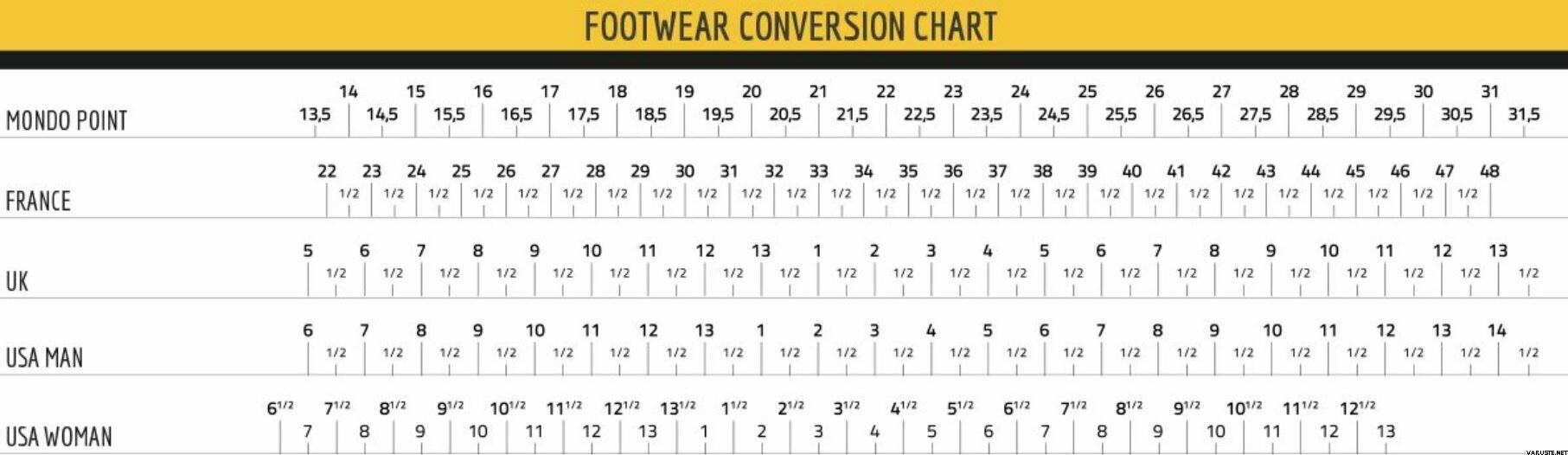 Таблица размеров обуви франция
